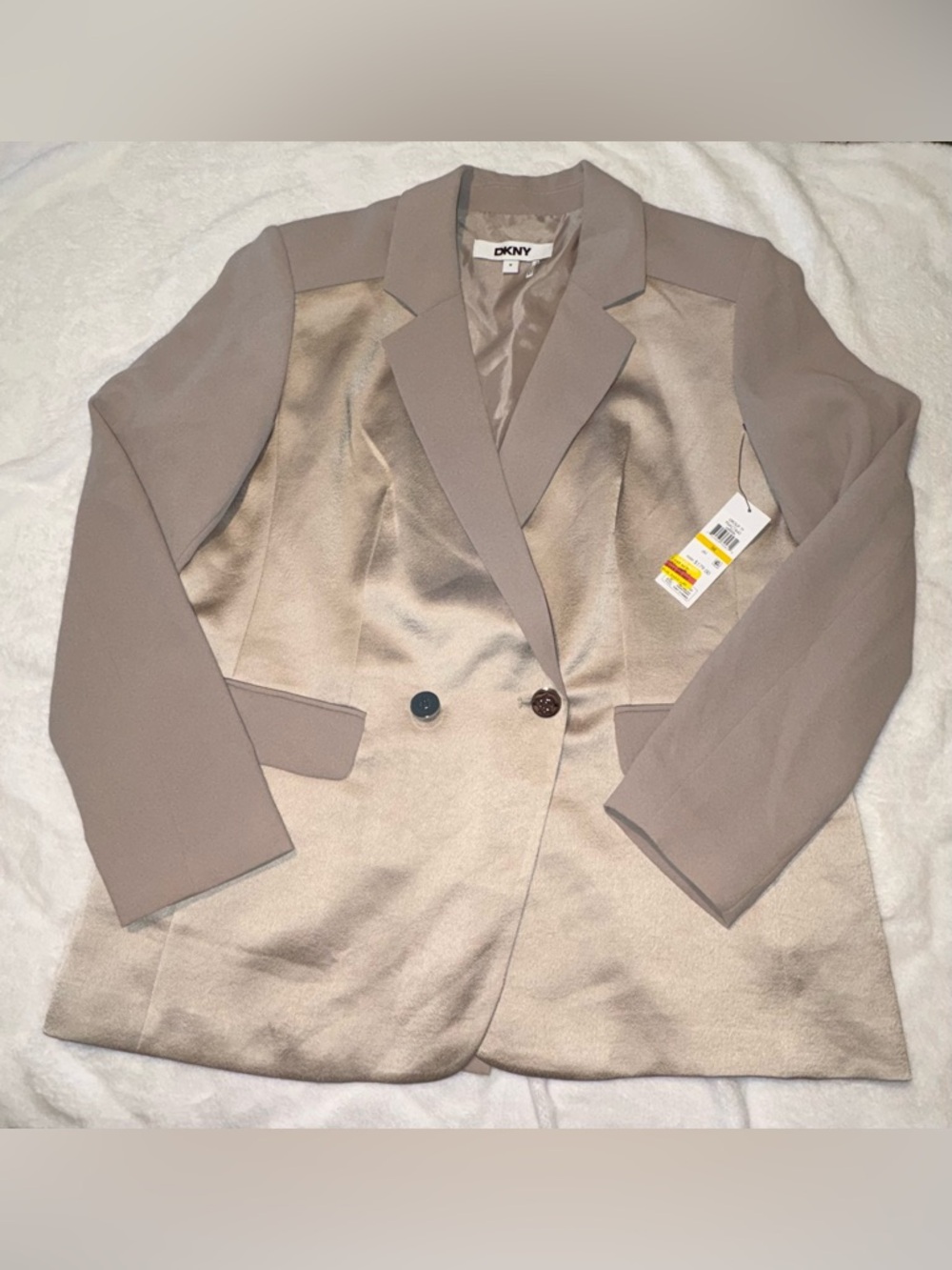 DKNY Two-Tone Satin-Front Blazer in Nude - Picture 5 of 7